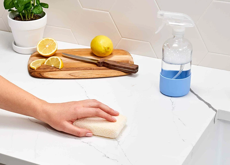 how to clean kitchen cabinet countertop