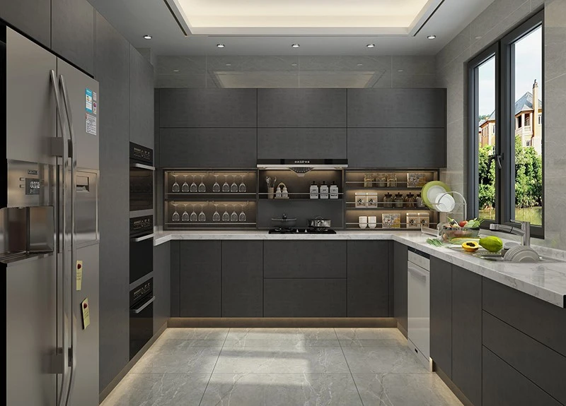 Modern melamine Kitchen CabinetHM1804 Modern melamine Kitchen CabinetHM1804