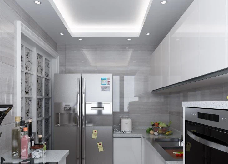 White Handleless Kitchen Cabinets